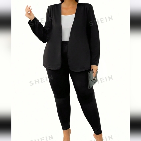 SHEIN Lune Plus open front jacket with stretch pants - Picture 5 of 5
